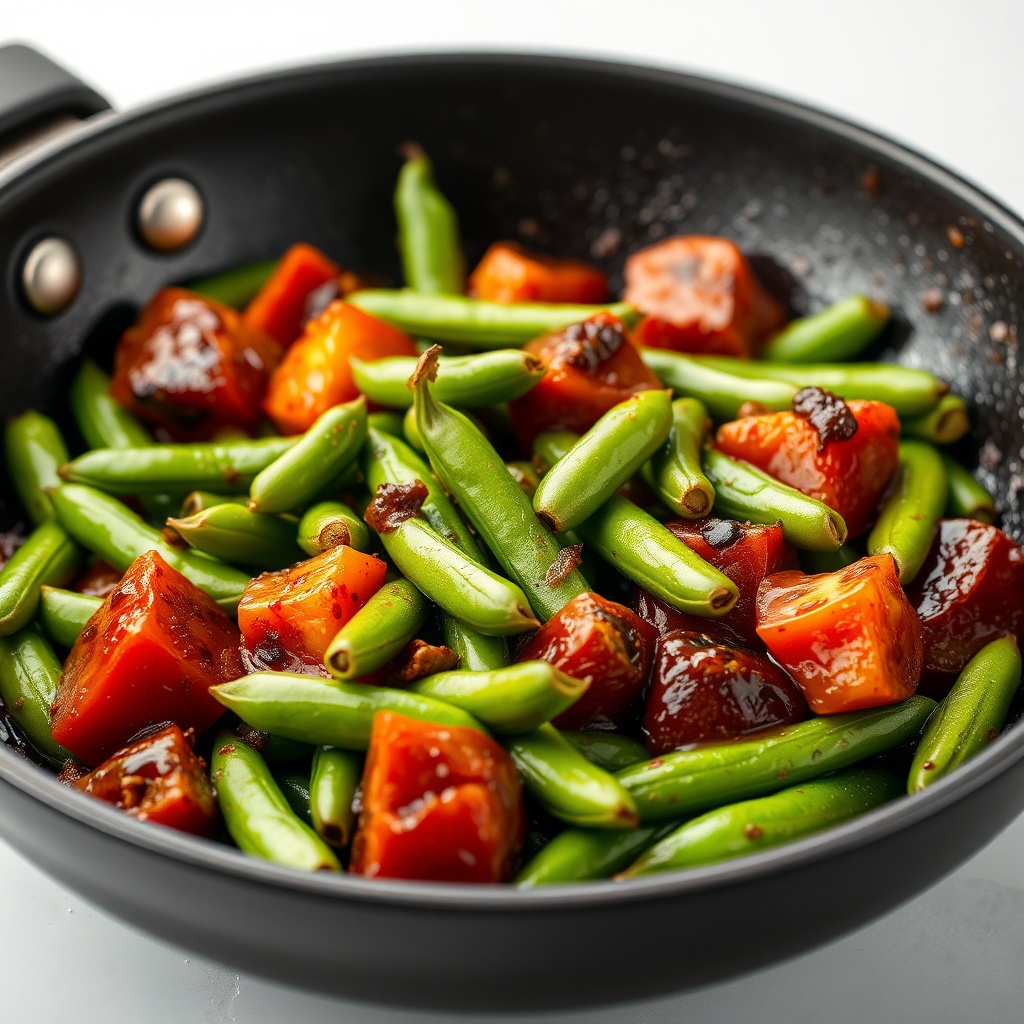 Pan-Roasted Edamame and Tomato with Spicy Soy Glaze